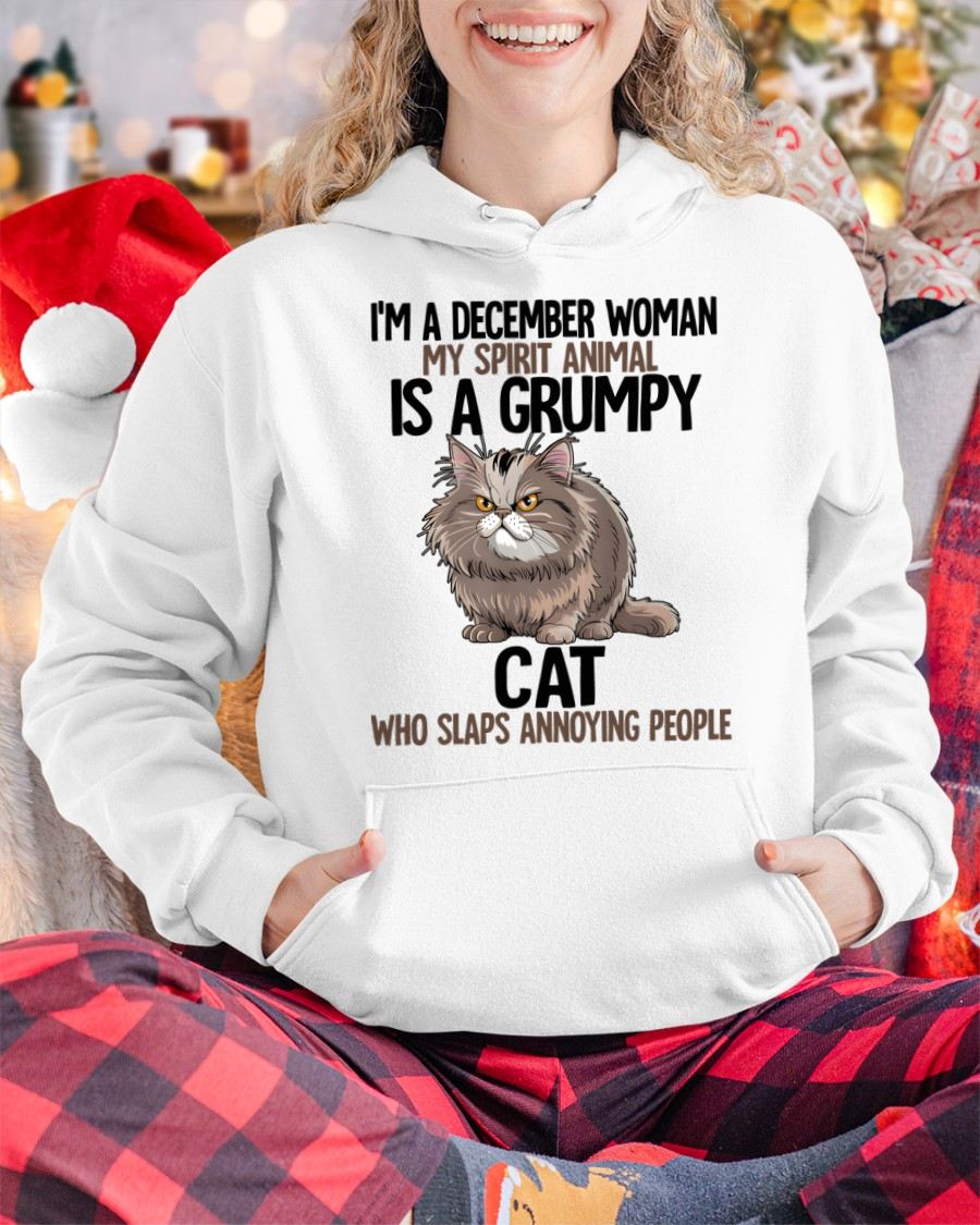DECEMBER - MY SPIRIT ANIMAL IS A GRUMPY CAT - BIRTHDAY SHIRT FOR WOMEN - MTNN12 (SKU12-278-12)