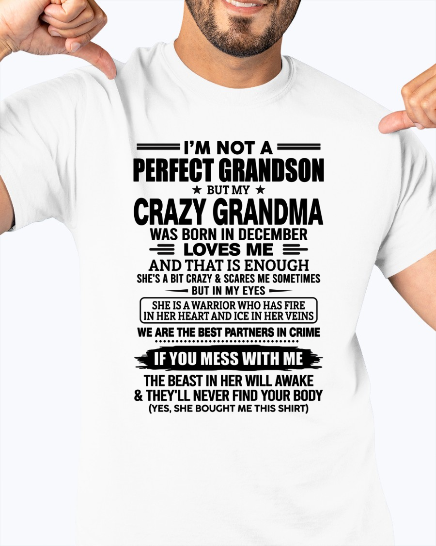 DECEMBER – CRAZY GRANDMA LOVES ME – T-SHIRT FROM GRANDMA – MTNN12 (SKU2607-13-12)