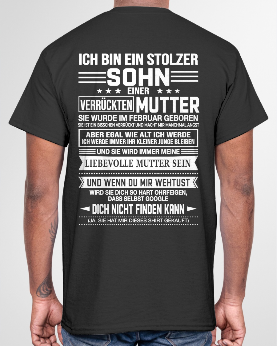 FEBRUAR - STOLZER SOHN EINER VERRÜCKTEN MUTTER – T-SHIRT FÜR SOHN VON DER MUTTER - MTNN02 (SKU2605-434-02)