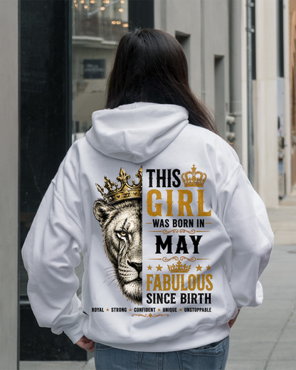 May – This Girl Was Born Fabulous – Lion Girl Strength - T-Shirt For Women - MTNN05 (SKU2605-193-05)