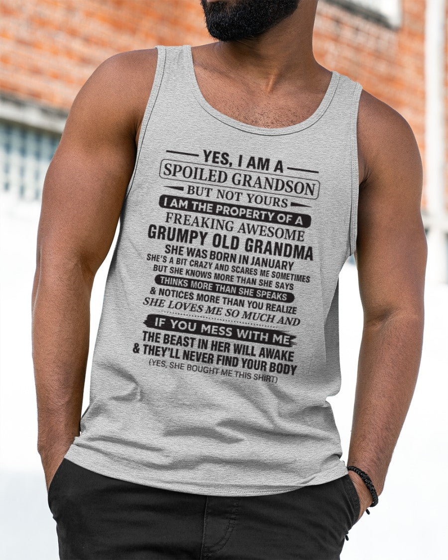 Yes I’m A Stubborn Grandson T-Shirt – Birthday Gift From January Grandma / Woman - HNDS01 (SKU10-171-01)