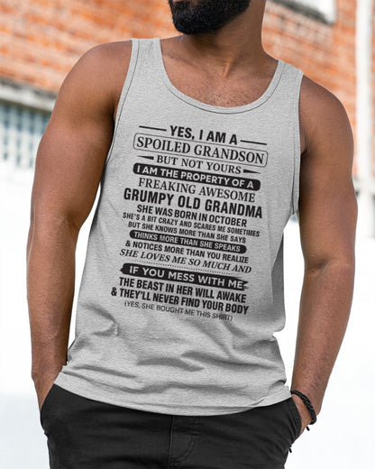 Yes I’m A Stubborn Grandson T-Shirt – Birthday Gift From October Grandma / Woman - HNDS10 (SKU10-171-10)