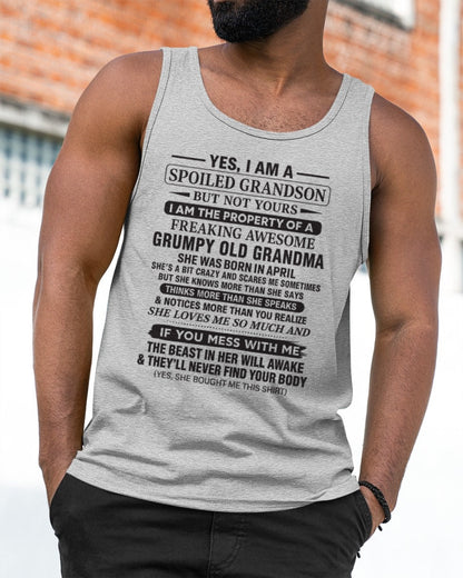Yes I’m A Stubborn Grandson T-Shirt – Birthday Gift From April Grandma / Woman - HNDS04 (SKU10-171-04)