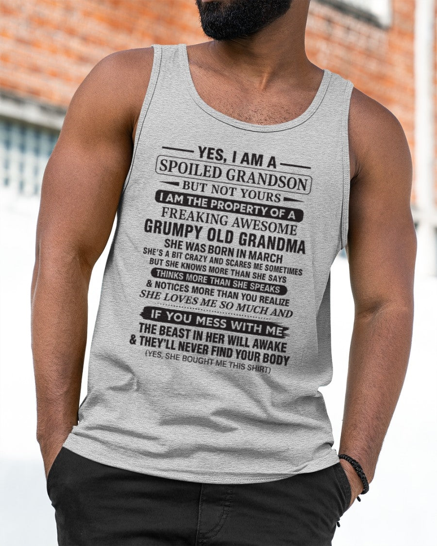 Yes I’m A Stubborn Grandson T-Shirt – Birthday Gift From March Grandma / Woman - HNDS03 (SKU10-171-03)