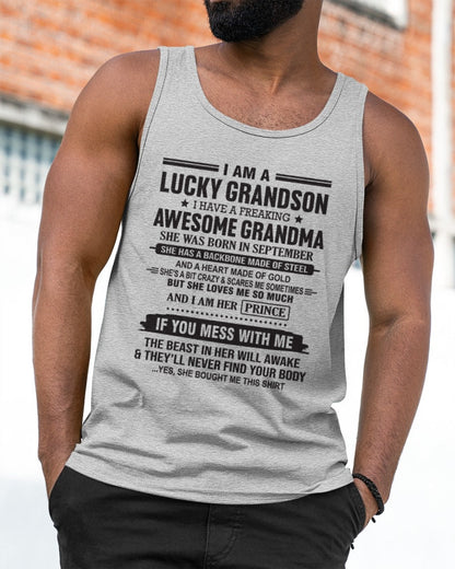 I Am A Lucky Grandson T-Shirt – Birthday Gift From September Grandma / Woman - HNDS09 (SKU11-29-09)