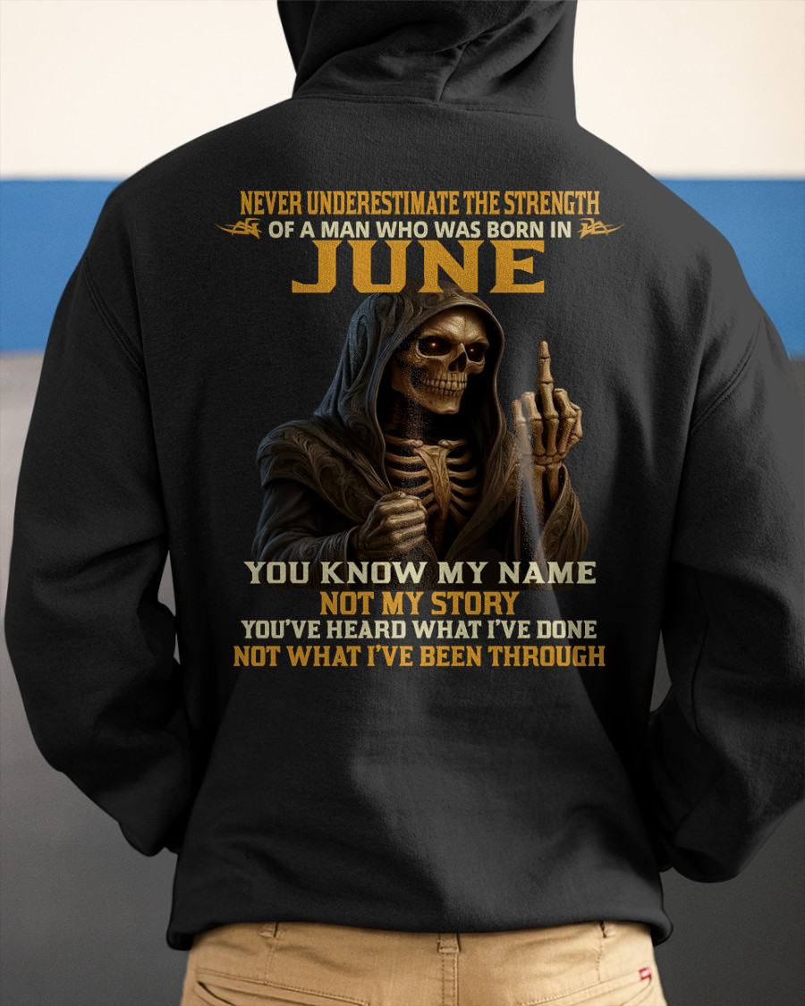 JUNE - NEVER UNDERESTIMATE - BIRTHDAY T-SHIRT FOR MEN - MTNN06 (SKU26T-01-06-06)