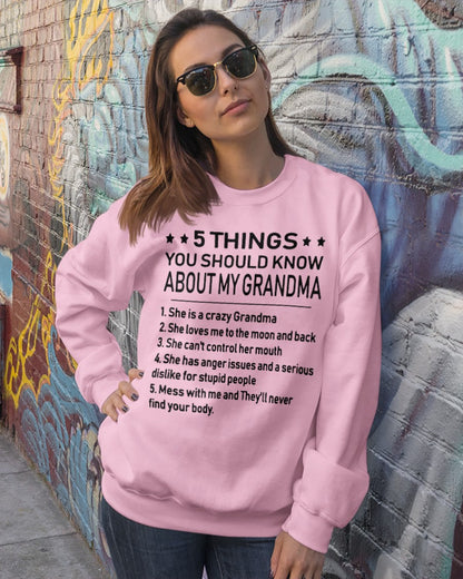5 THINGS  YOU SHOULD KNOW ABOUT MY GRANDMA - Gift for granddaughter HNDS00 (SKU10-18)