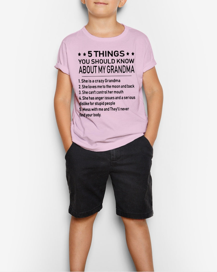 5 THINGS  YOU SHOULD KNOW ABOUT MY GRANDMA - Gift for granddaughter HNDS00 (SKU10-18)