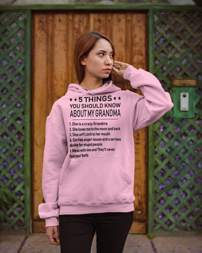 5 THINGS  YOU SHOULD KNOW ABOUT MY GRANDMA - Gift for granddaughter HNDS00 (SKU10-18)