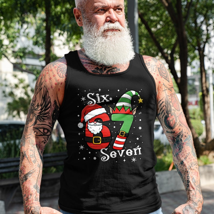 Funny Six Seven 67 Meme 6 7 Elf Santa Christmas Pajamas Kids T-Shirt  - Christmas Unisex T-Shirt/Hoodie/Sweatshirt - HNDS00