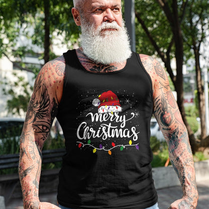 Merry Christmas Lights Red Santa Hat Xmas Family Men Women Pullover - Christmas Unisex T-Shirt/Hoodie/Sweatshirt - HNDS00