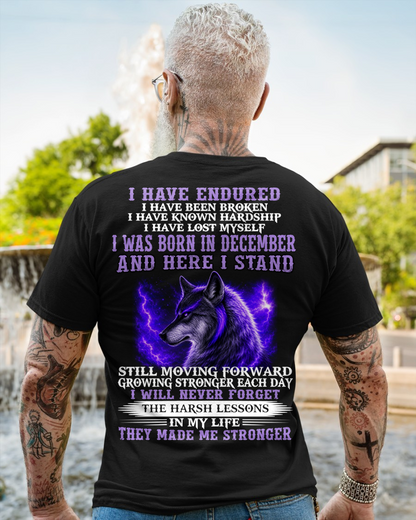 DECEMBER - WOLF T-SHIRT FOR MEN – I HAVE ENDURED – STRONGER EVERY DAY - MTNN12 (SKU2605-368-12)