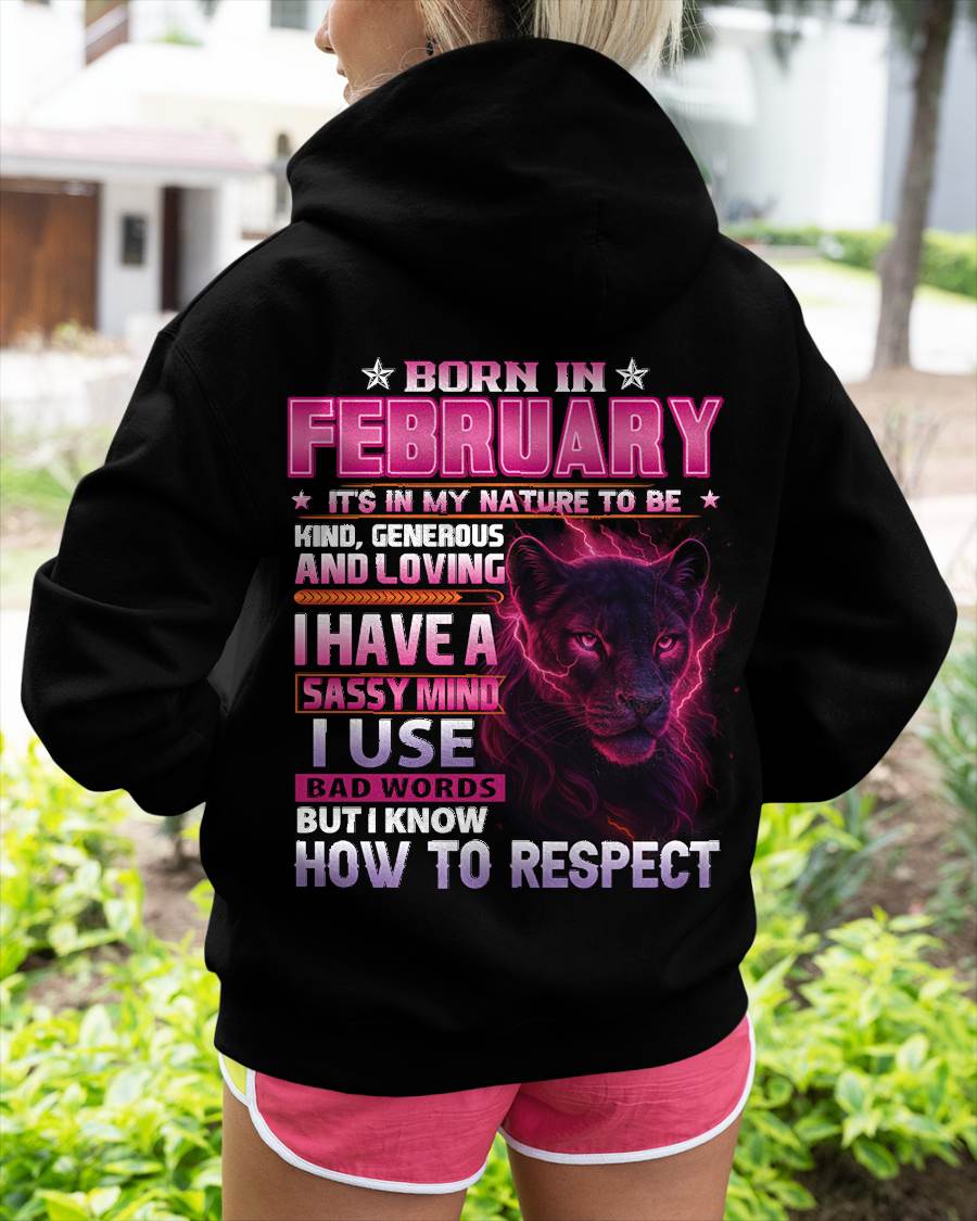 February - Fierce Panther Graphic Tee - Birthday Gift For Women - MTNN02 (SKU09-24-02)