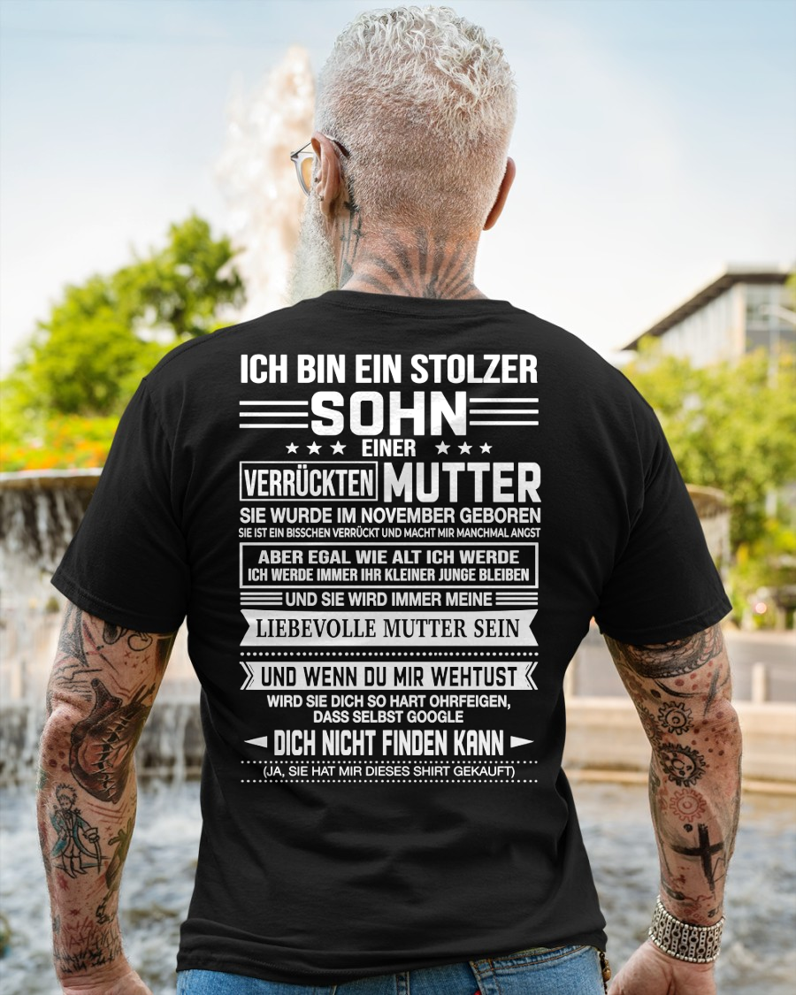 NOVEMBER - STOLZER SOHN EINER VERRÜCKTEN MUTTER – T-SHIRT FÜR SOHN VON DER MUTTER - MTNN11 (SKU2605-434-11)