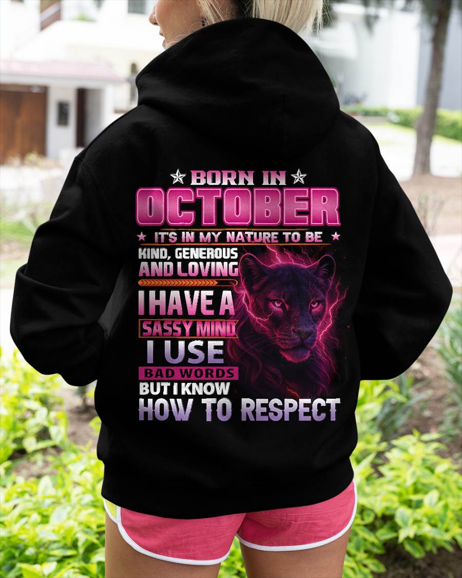 October - Fierce Panther Graphic Tee - Birthday Gift For Women - MTNN10 (SKU09-24-10)