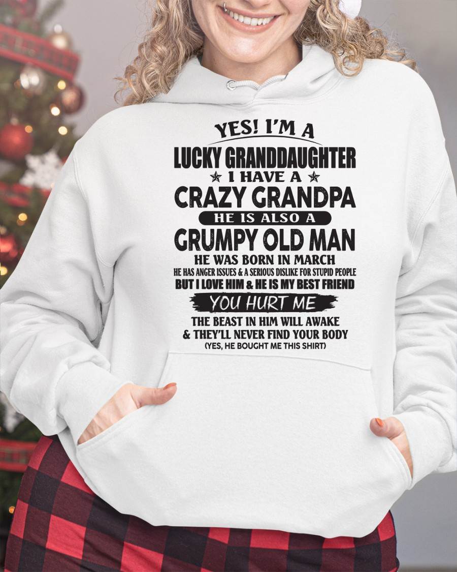 MARCH - LUCKY GRANDDAUGHTER OF CRAZY GRANDPA - PERFECT GIFT FOR YOUR GRANDDAUGHTER FROM GRANDPA - MTNN03 (SKU10-150-03)