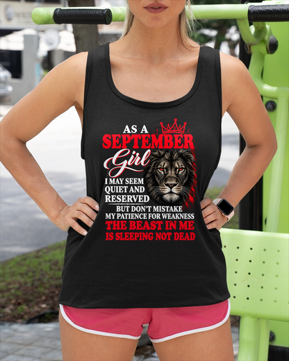 SEPTEMBER – THE BEAST IN ME IS SLEEPING NOT DEAD – LION T-SHIRT FOR WOMEN - MTNN09 (SKU2610-19-09)