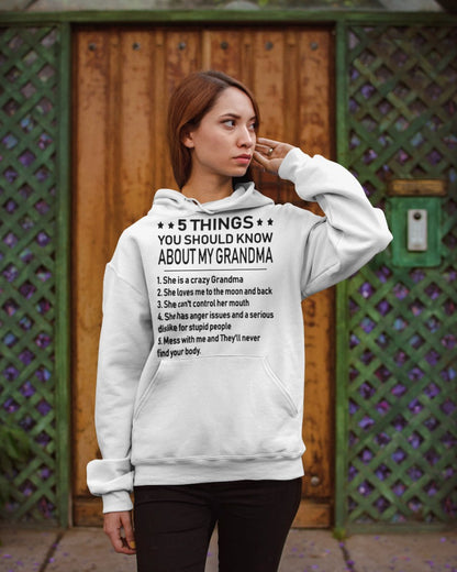 5 THINGS  YOU SHOULD KNOW ABOUT MY GRANDMA - Gift for granddaughter HNDS00 (SKU10-18)