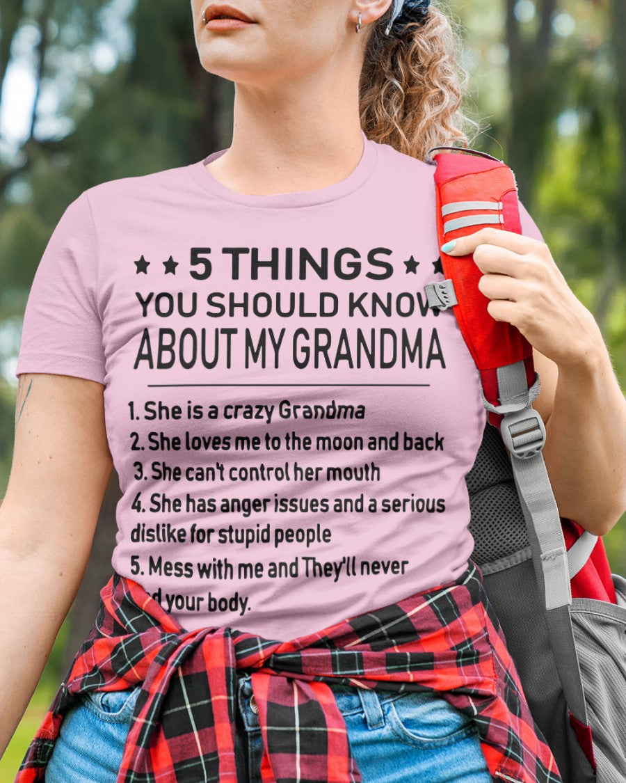 5 THINGS  YOU SHOULD KNOW ABOUT MY GRANDMA - Gift for granddaughter HNDS00 (SKU10-18)