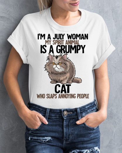 JULY - MY SPIRIT ANIMAL IS A GRUMPY CAT - BIRTHDAY SHIRT FOR WOMEN - MTNN07 (SKU12-278-07)