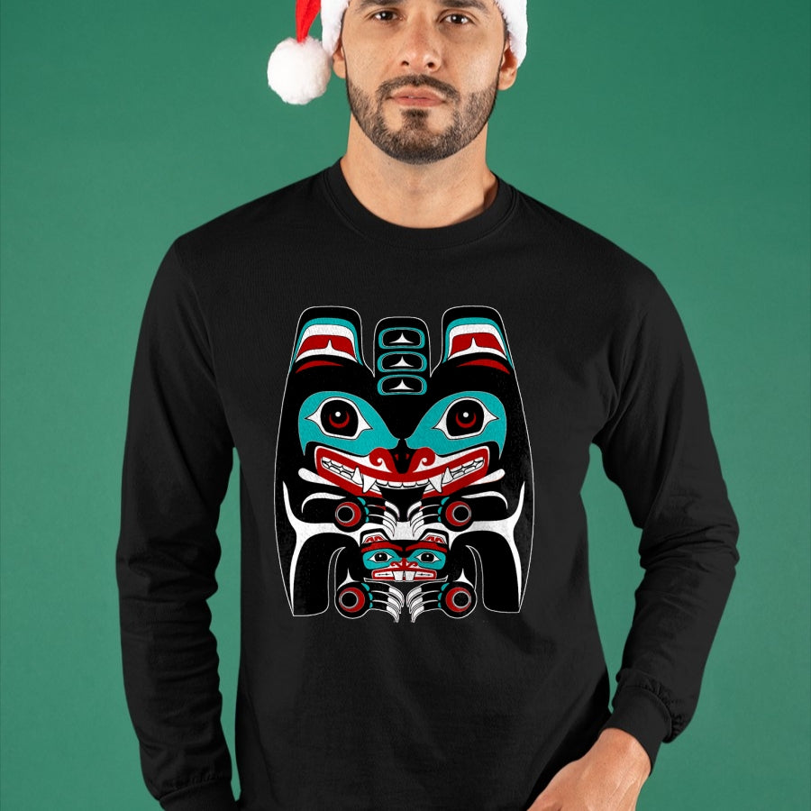 Native American T-Shirts, Vintage Native American Unisex T-Shirt/Hoodie/Sweatshirt HLT00 - Indigenous Alaska Native American Art Style Bear & Beaver T-Shirt