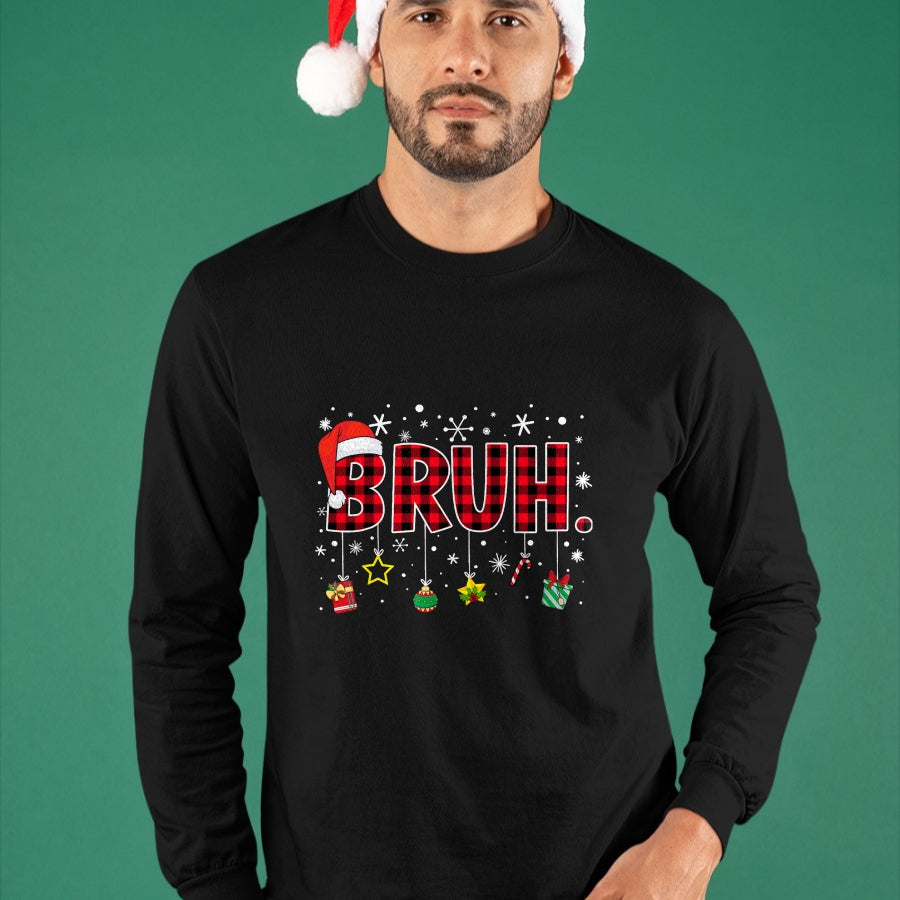 Bruh Funny Christmas Red Plaid Teens Boys Kids Xmas Pajamas T-Shirt - Christmas Unisex T-Shirt/Hoodie/Sweatshirt - HNDS00