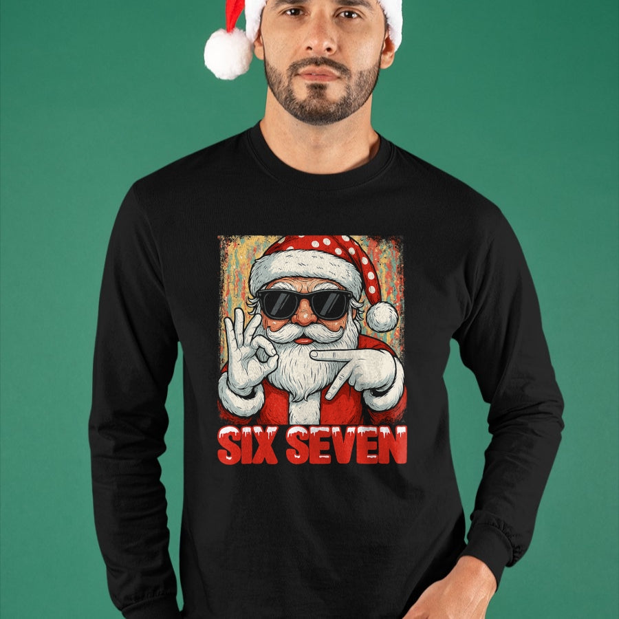 Funny Six Seven Meme Christmas Cool Santa Saying 6 7 T-Shirt - Christmas Unisex T-Shirt/Hoodie/Sweatshirt - HNDS00