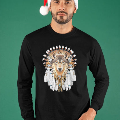 Native American T-Shirts, Vintage Native American Unisex T-Shirt/Hoodie/Sweatshirt HLT00 - Native American Wolf Feather T-Shirt (1)