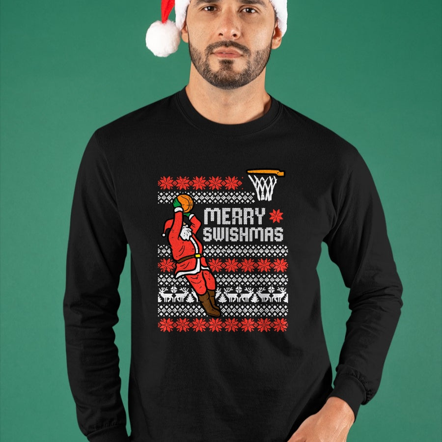 Merry Swishmas Basketball Ugly Christmas Xmas Men Boys Kids T-Shirt - Christmas Unisex T-Shirt/Hoodie/Sweatshirt - HNDS00