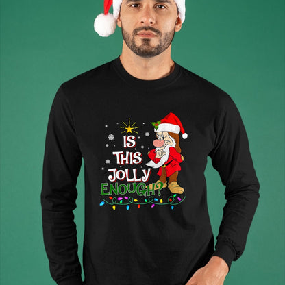 Is This Jolly Enough Grumpy Elf Pajama Christmas Lights T-Shirt - Christmas Unisex T-Shirt/Hoodie/Sweatshirt - HNDS00