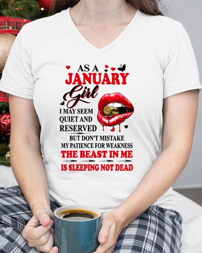 JANUARY GIRL – DON'T MISTAKE MY PATIENCE FOR WEAKNESS – T-SHIRT FOR WOMEN – MTNN01 (SKU2607-204-01)