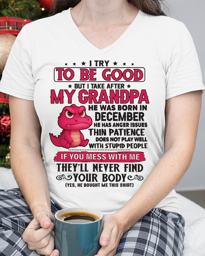 DECEMBER – FUNNY DINOSAUR ANGER ISSUES - T-SHIRT FROM GRANDPA - MTNN12 (SKU2604-304-12)