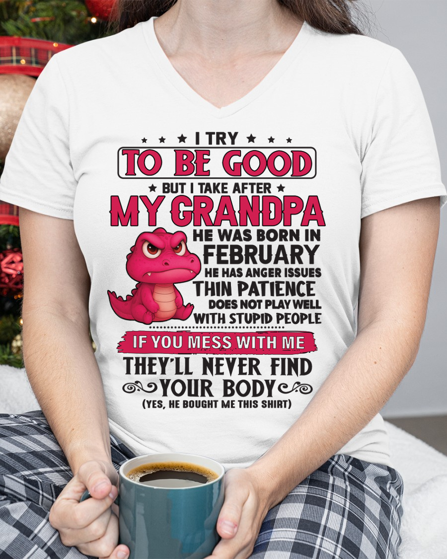 FEBRUARY – FUNNY DINOSAUR ANGER ISSUES - T-SHIRT FROM GRANDPA - MTNN02 (SKU2604-304-02)