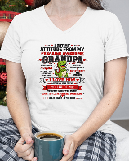 AUGUST – FREAKING AWESOME GRANDPA – T-SHIRT GIFT FROM GRANDPA – MTNN08 (SKU2610-22-08)