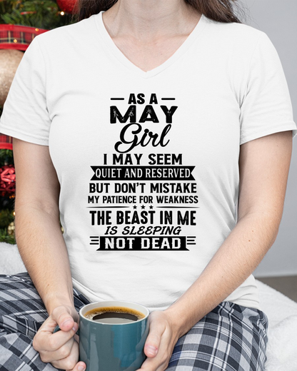 MAY GIRL – QUIET BUT STRONG, THE BEAST IN ME IS SLEEPING NOT DEAD - T-SHIRT FOR WOMEN – MTNN05 (SKU2607-167-05)