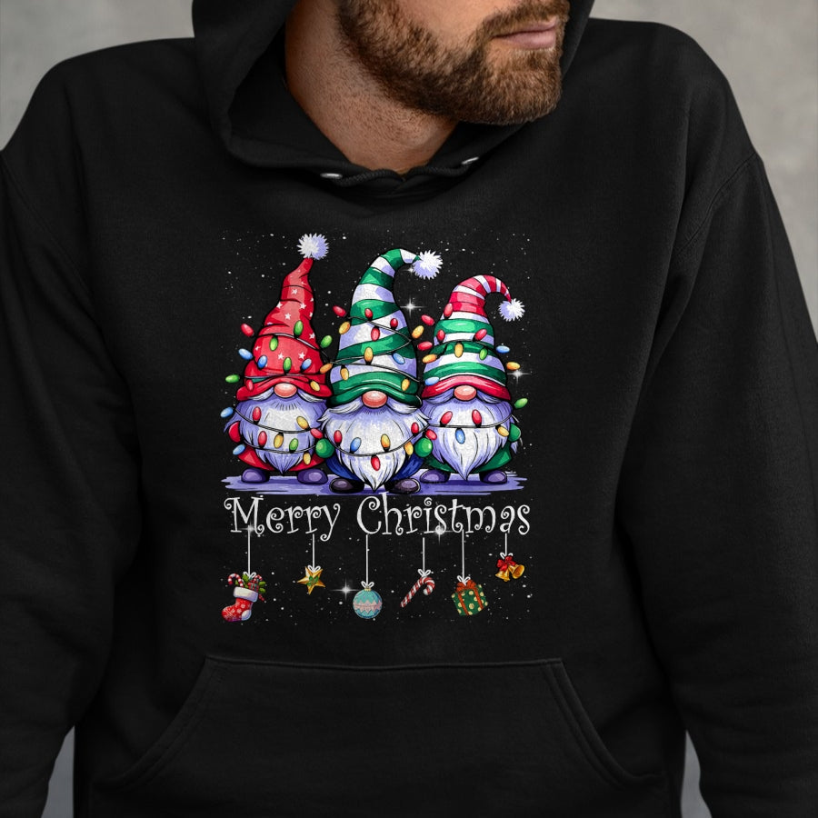 Cute Gnomes Merry Christmas Light Family Gnome Xmas Matching T-Shirt - Christmas Unisex T-Shirt/Hoodie/Sweatshirt - HNDS00