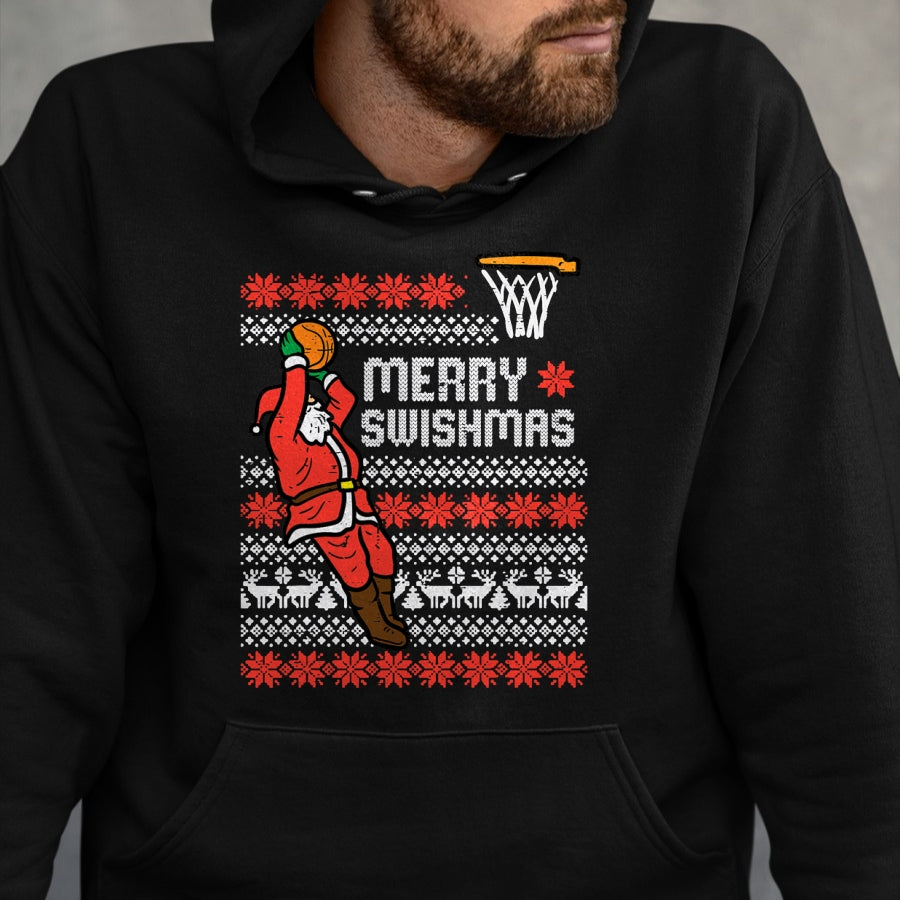 Merry Swishmas Basketball Ugly Christmas Xmas Men Boys Kids T-Shirt - Christmas Unisex T-Shirt/Hoodie/Sweatshirt - HNDS00
