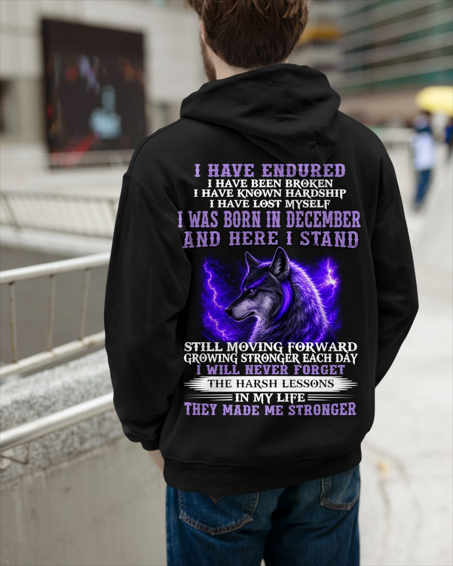 DECEMBER - WOLF T-SHIRT FOR MEN – I HAVE ENDURED – STRONGER EVERY DAY - MTNN12 (SKU2605-368-12)