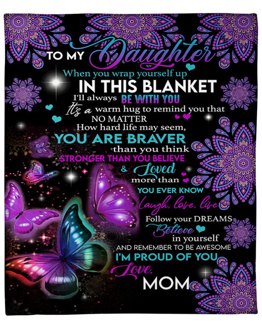 To My Daughter - Gift For Daughter Sherpa Fleece Blanket - from mom