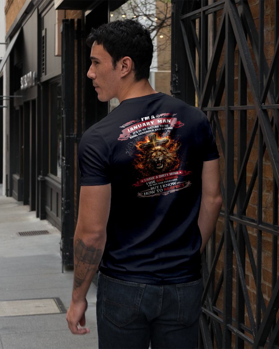 JANUARY - KIND AND LOVING ARE MY NATURE - PREMIUM DTG PRINT BIRTHDAY T-SHIRT FOR MEN - MTNN01 (SKU26T-01-31-01)