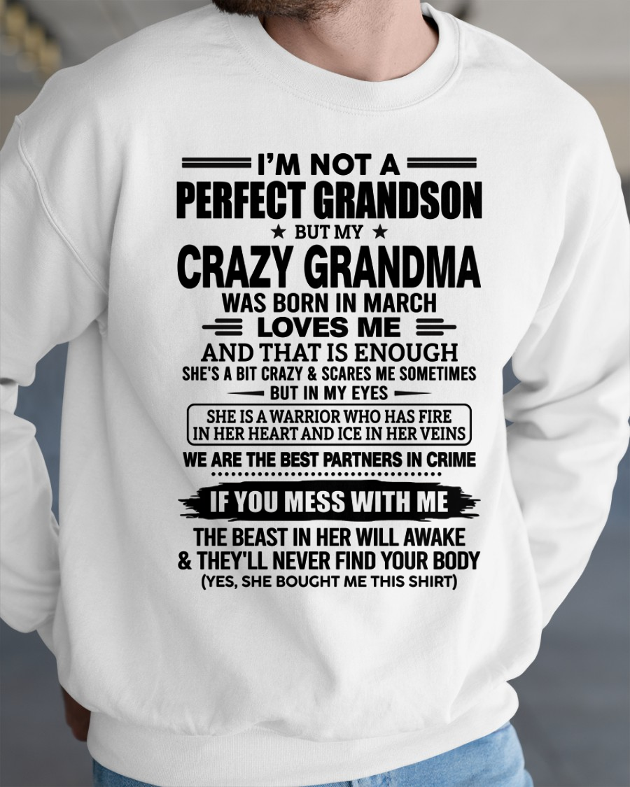 MARCH – CRAZY GRANDMA LOVES ME – T-SHIRT FROM GRANDMA – MTNN03 (SKU2607-13-03)