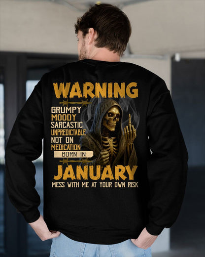 JANUARY - WARNING GRUMPY MOODY - BIRTHDAY T-SHIRT FOR MEN - MTNN01 (SKU26T-01-07-01)
