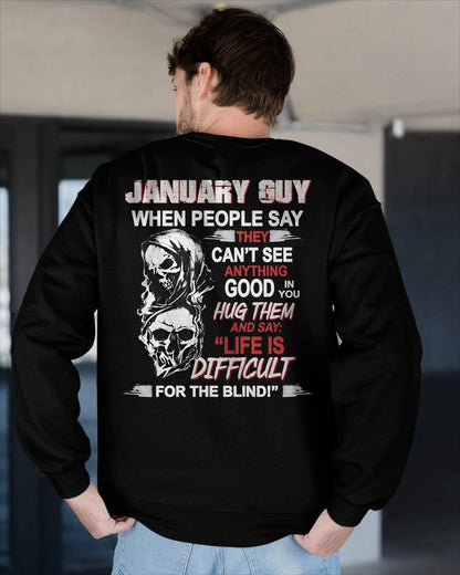 JANUARY - HUG THEM AND SAY... - BIRTHDAY T-SHIRT FOR MEN - MTNN01 (SKU12-253-01)