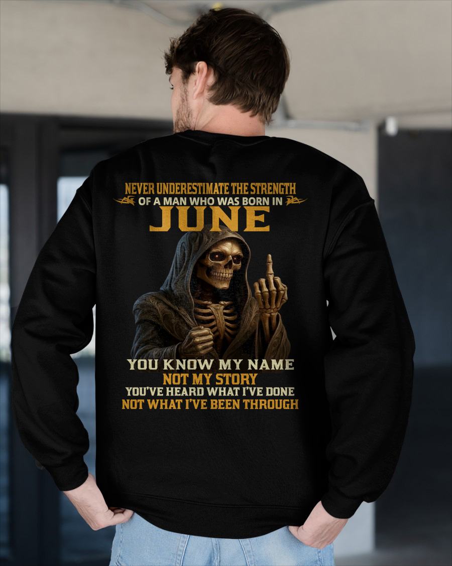 JUNE - NEVER UNDERESTIMATE - BIRTHDAY T-SHIRT FOR MEN - MTNN06 (SKU26T-01-06-06)