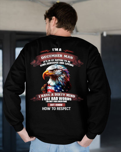 DECEMBER - KNOW HOW TO RESPECT - BIRTHDAY T-SHIRT FOR MEN - MTNN12 (SKU12-311-12)