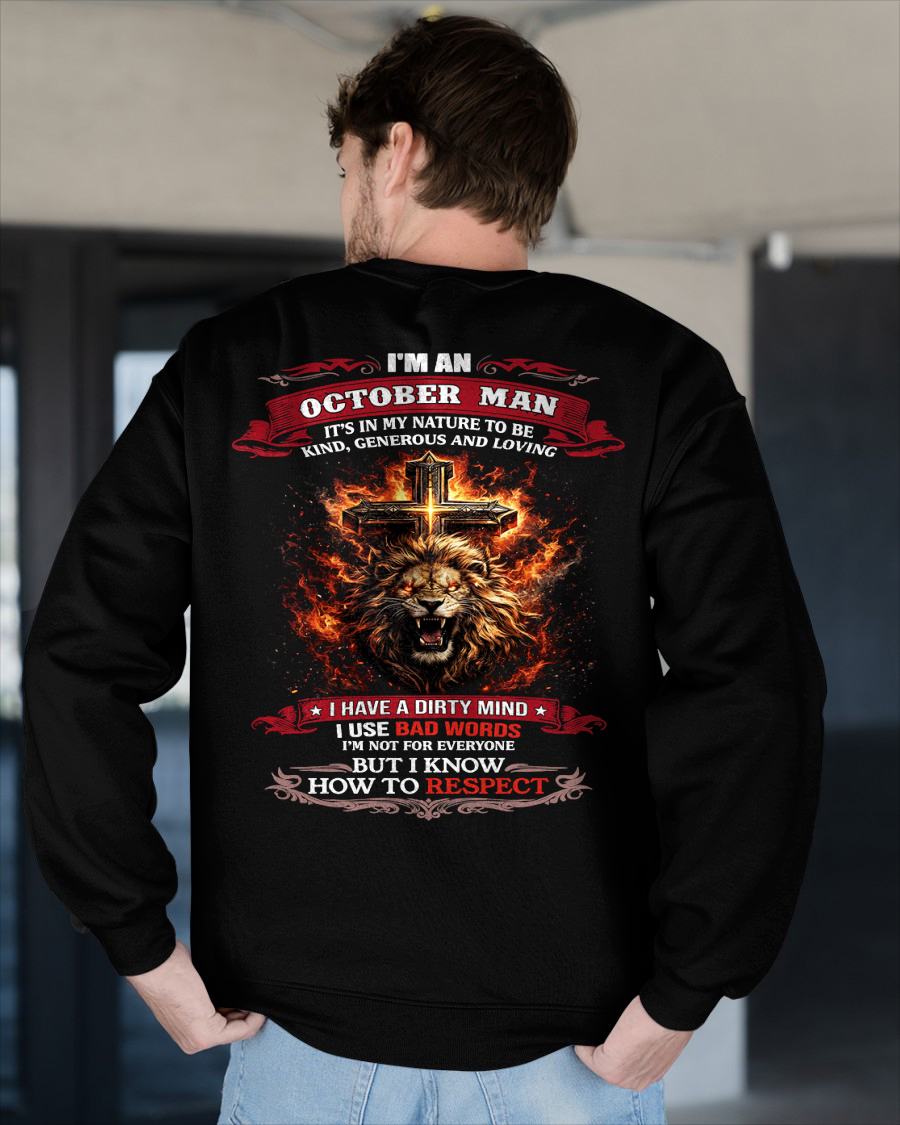 OCTOBER - KIND AND LOVING ARE MY NATURE - PREMIUM DTG PRINT BIRTHDAY T-SHIRT FOR MEN - MTNN10 (SKU26T-01-31-10)