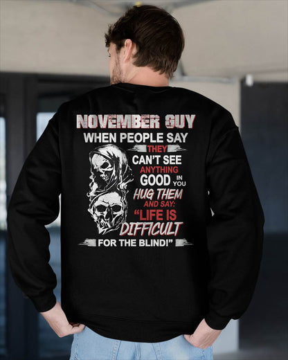 NOVEMBER -  HUG THEM AND SAY... - BIRTHDAY T-SHIRT FOR MEN - MTNN11 (SKU12-253-11)