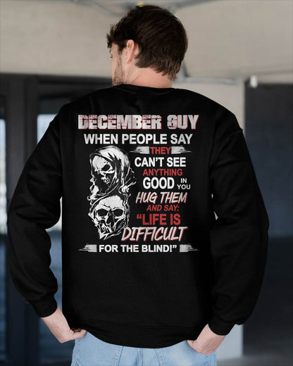 DECEMBER -  HUG THEM AND SAY... - BIRTHDAY T-SHIRT FOR MEN - MTNN12 (SKU12-253-12)