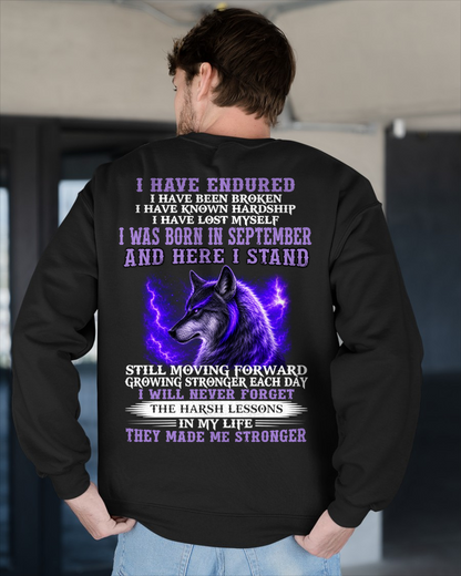 SEPTEMBER - WOLF T-SHIRT FOR MEN – I HAVE ENDURED – STRONGER EVERY DAY - MTNN09 (SKU2605-368-09)