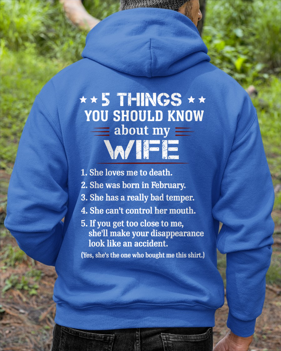 FEBRUARY – 5 THINGS YOU SHOULD KNOW ABOUT MY WIFE - T-SHIRT FROM WIFE - MTNN02 (SKU2606-283-02)